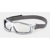 Crews Safety Products RT120AF Crews Rattler Safety Glasses/Goggles With Silver Frame, Clear  Duramass Anti-Fog Lens, Interchange